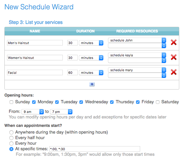 Manage your services on your online appointment calendar