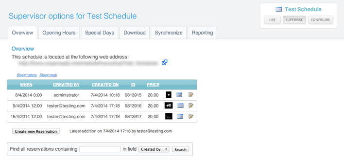 Overview of appointments