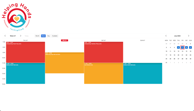 Example of a SuperSaaS schedule on a computer for community service & volunteering