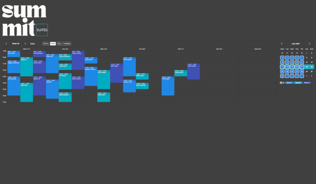 Example of a SuperSaaS schedule on a computer for conference & meeting rooms