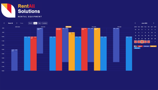 Example of a SuperSaaS schedule on a computer for equipment rental