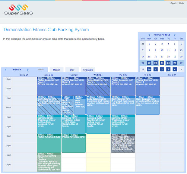 Fitness schedule users