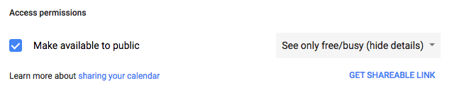 Google Calendar access permissions