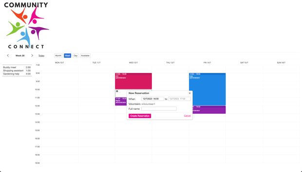 Example of a SuperSaaS schedule on a computer for local councils