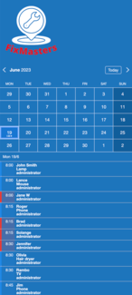 Example of a SuperSaaS schedule on a mobile device for maintenance & repair services