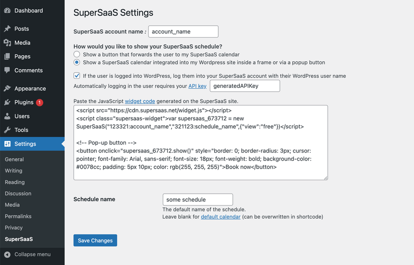 Widget settings screen