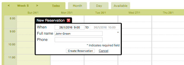 Creating an appointment