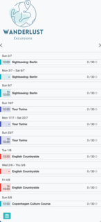 Example of a SuperSaaS schedule on a mobile device for sightseeing & tour services